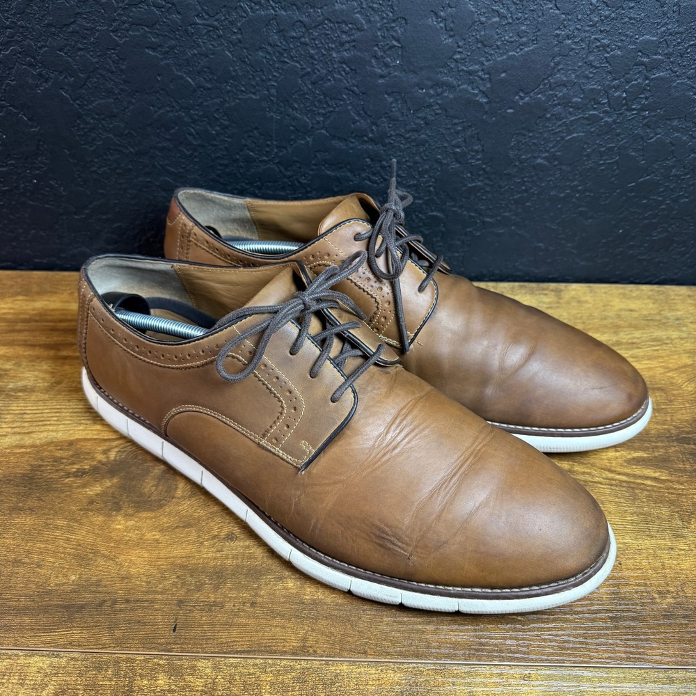 Johnston & Murphy Holden Plain‎ Toe Tan Leather Mens Oxford Shoes 13M 20-4906